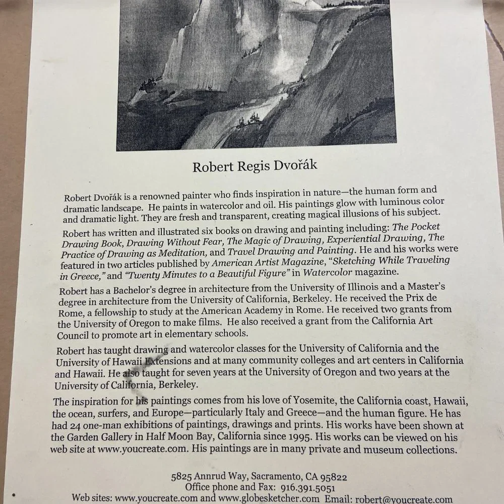 Watercolor Art  Robert Regis Dvorak  Signed  Falls Wooden Framed